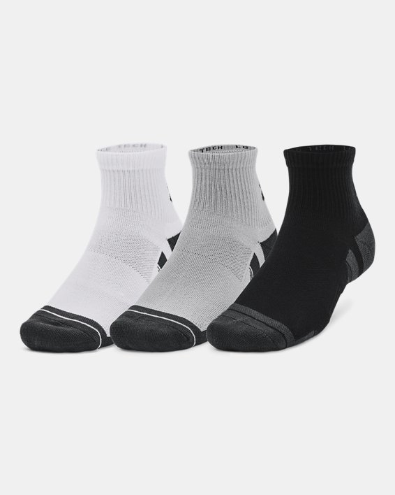 Unisex UA Performance Tech 3-Pack Quarter Socks in Gray image number 0
